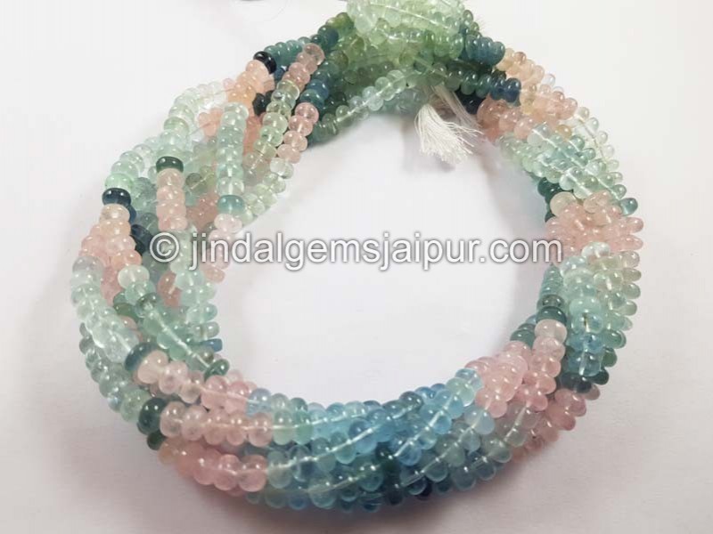 Multi Milky Aquamarine Far Smooth Roundelle Beads